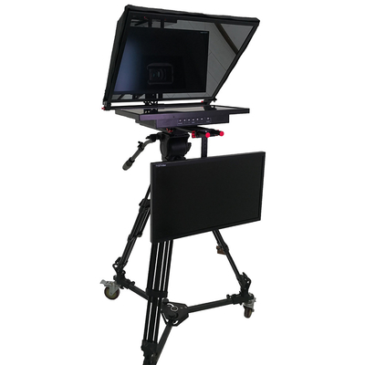 TS-T110/22D デュアルスクリーンテレプロンプター スタジオソフトウェアとオンカメラキャスター三脚